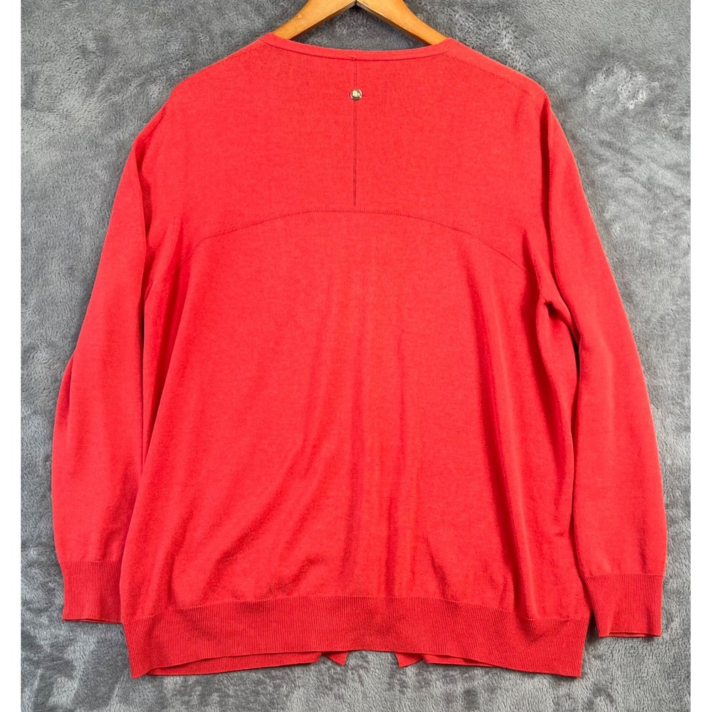 Escada Sport Cardigan Sweater Medium Orange V-Neck Button Front Cotton Viscose - Picture 2 of 12